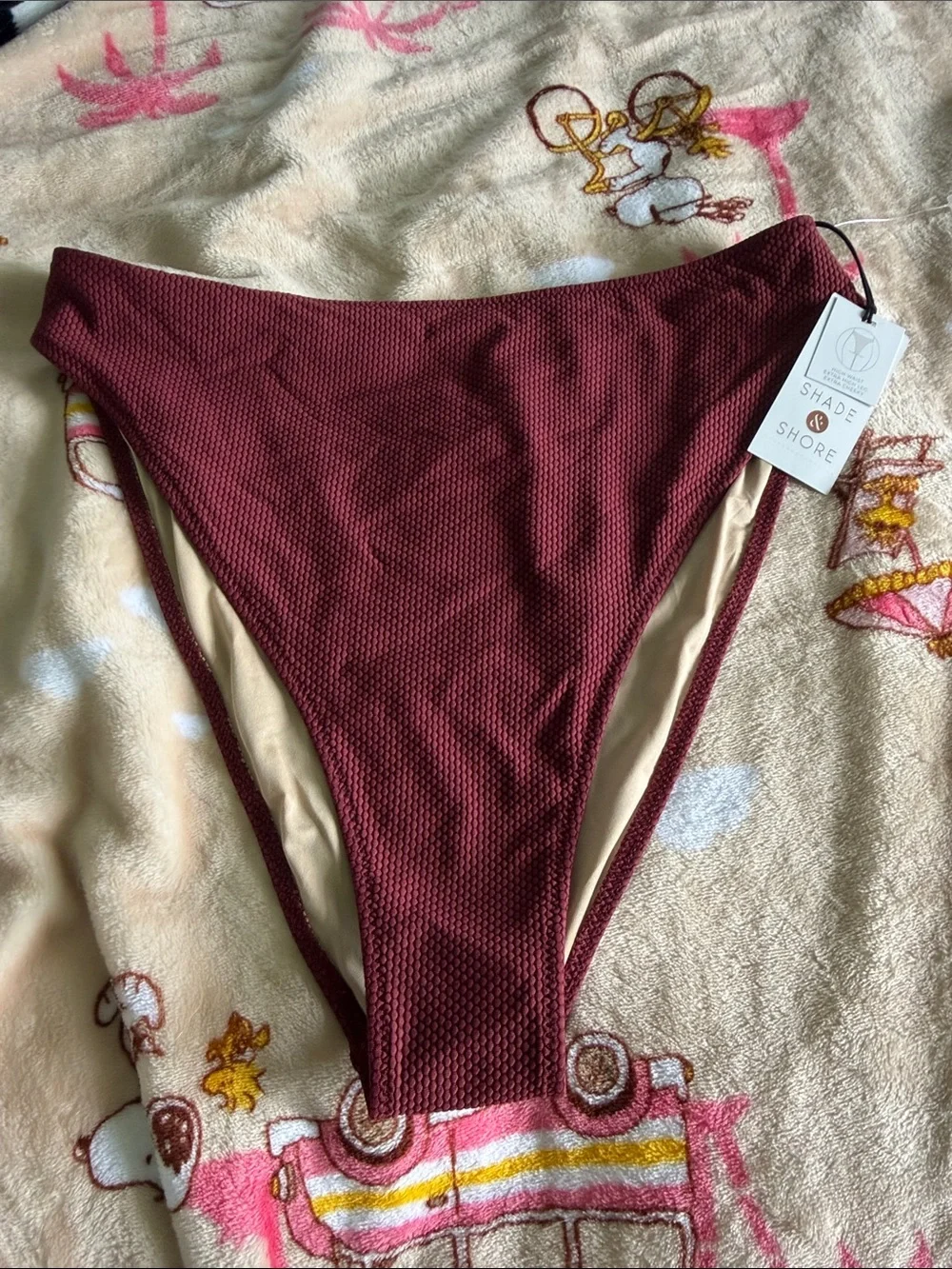 Shade & Shore Textured High Waist Extra High Leg Extra Cheeky Bikini Bottom